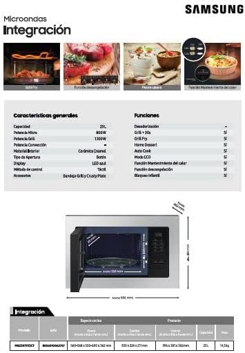 MICROONDAS MG23A7013CT/EC 23L 800W INTEGRABLE
