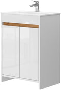Vicco Ensemble de Meubles de Salle de Bain Lemgo, Blanc Haute Brillance, 2 pièces, Armoire Basse 60 cm
