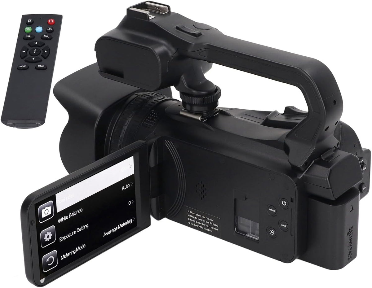 Denash Caméscope à Zoom Numérique 18x, Télécommande Anti-secousse 2,4 G, Transmission WiFi, Enregistreur Vidéo Numérique avec Pare- pour Voyage