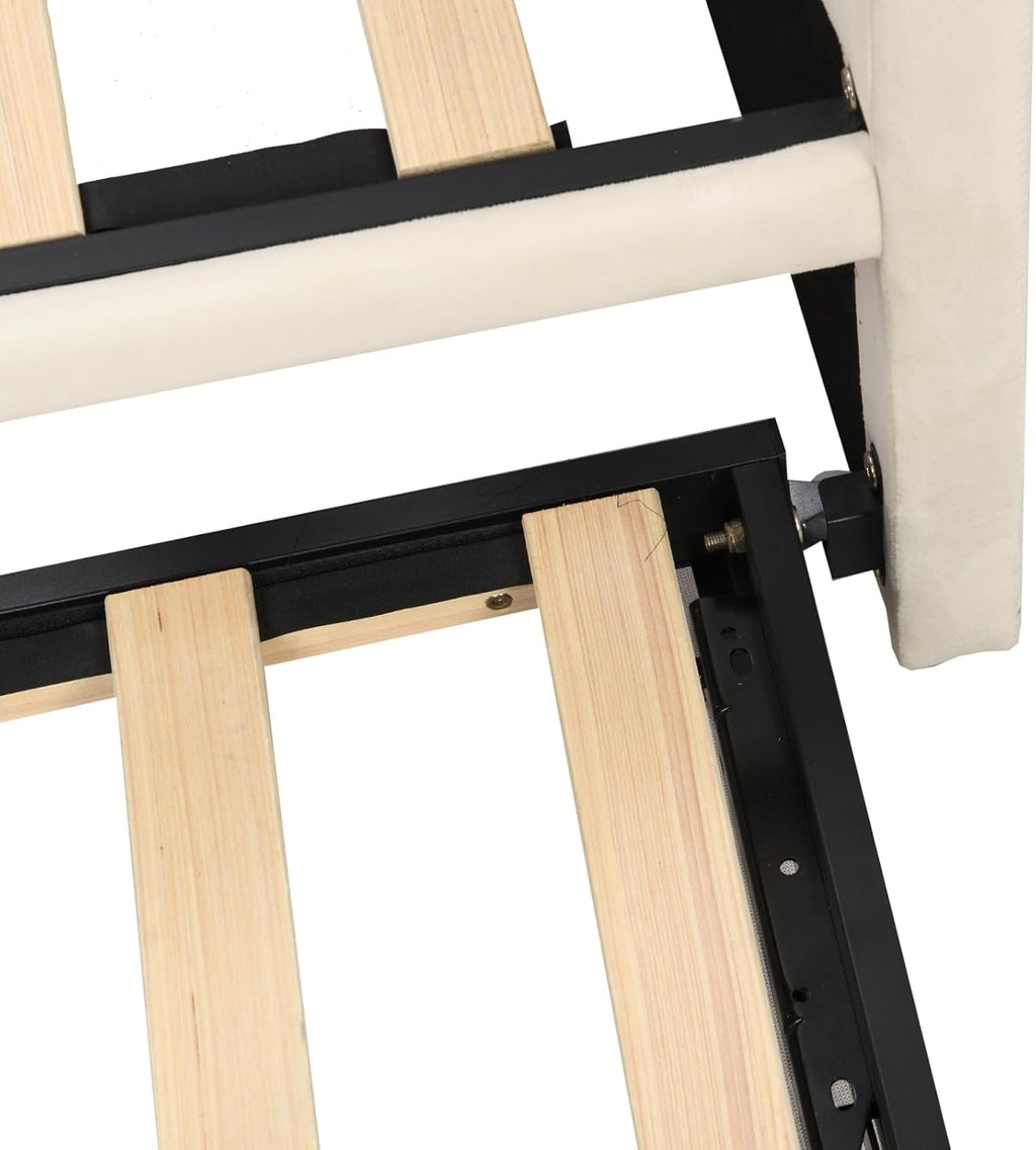 Canapé lit 2 Places 90/180 x 200 cm, Canapé-lit Convertible rembourré avec sommier à Lattes, Canapé Convertible Extensible pour Salon, No Matelas (Beige, Velours)