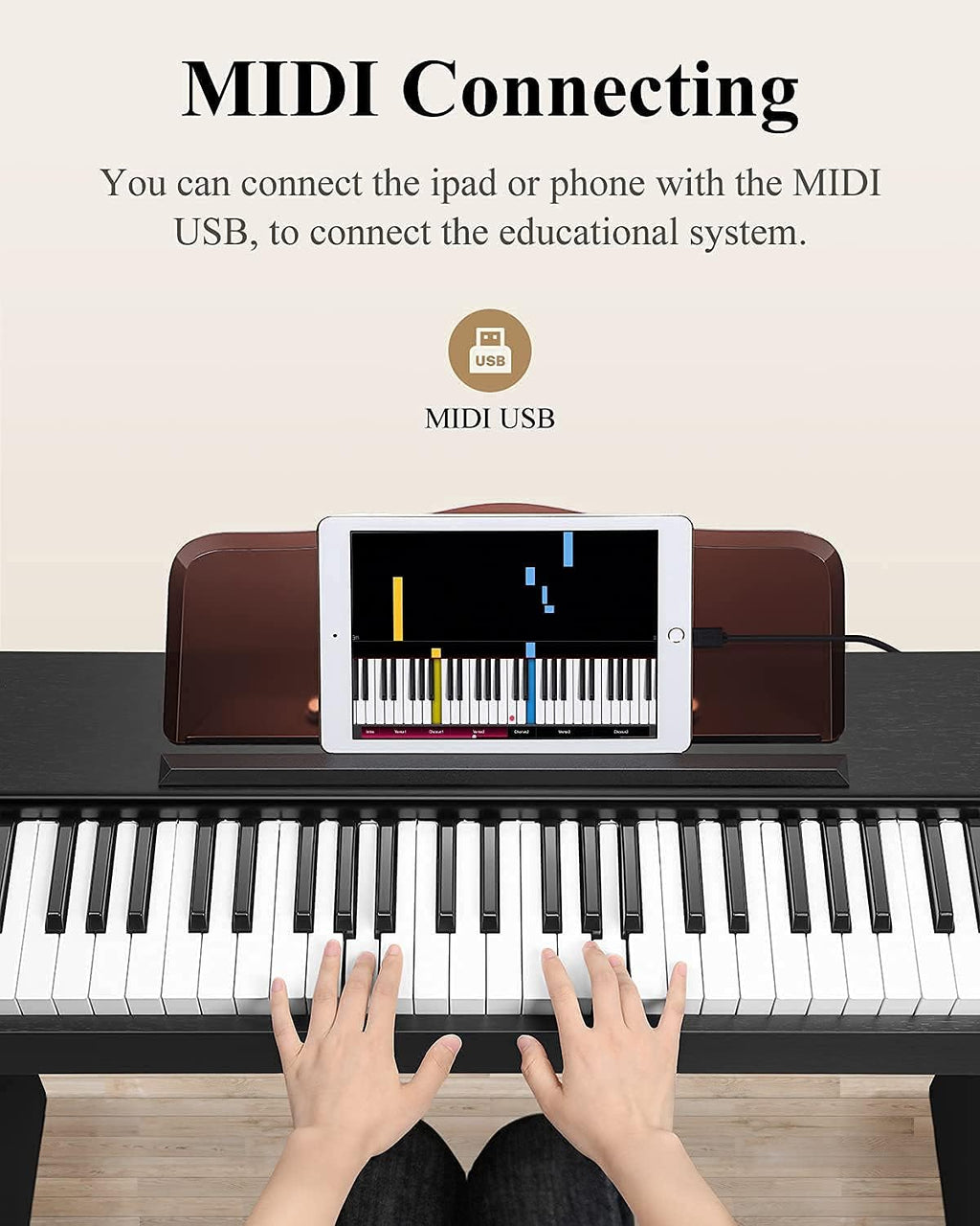 Eastar EK-10S Clavier Piano, 61 touches de taille standard Upright Clavier de Piano numérique pour les débutants avec pédale de sustain et support de livre de musique, cadeau essentiel