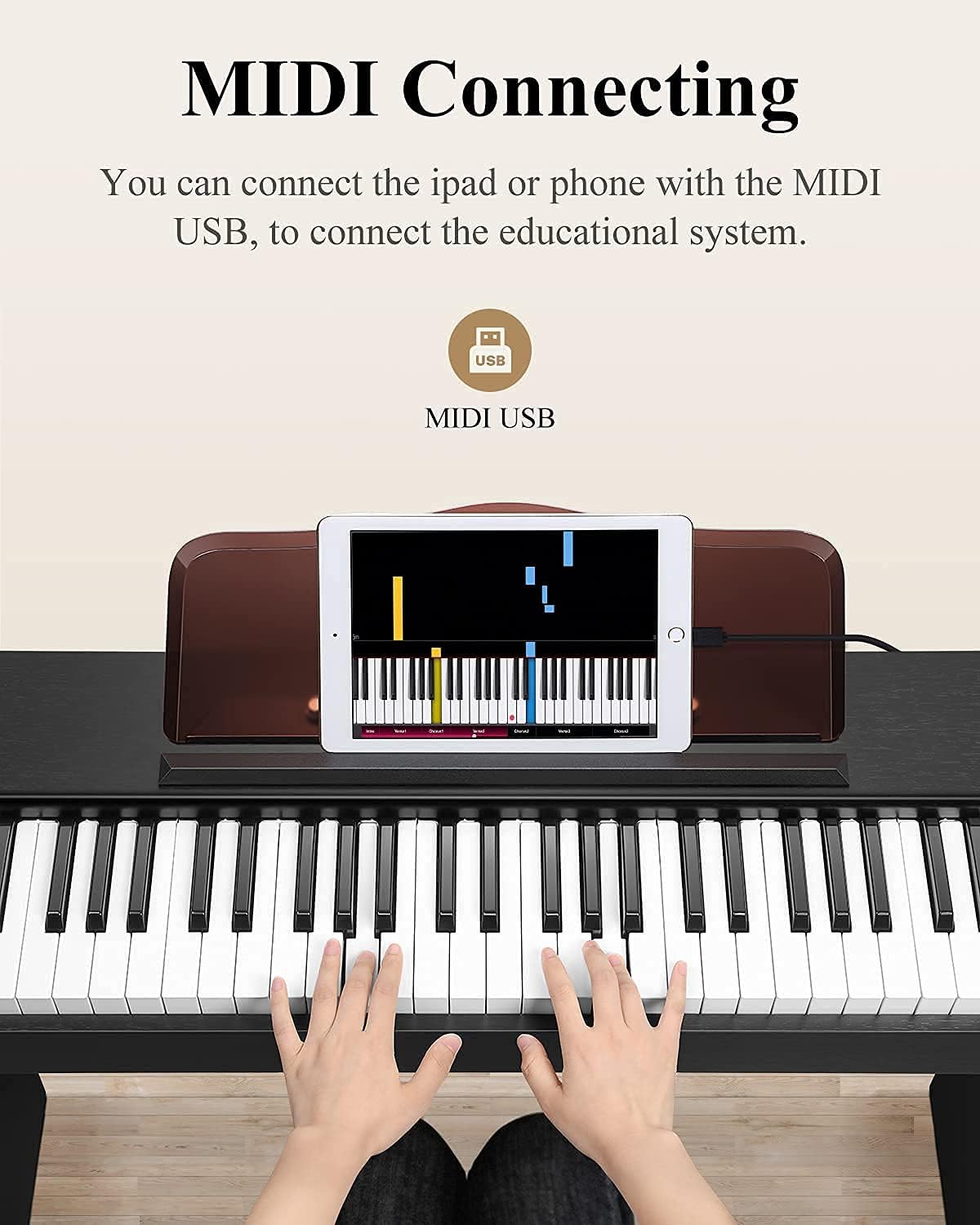 Eastar EK-10S Clavier Piano, 61 touches de taille standard Upright Clavier de Piano numérique pour les débutants avec pédale de sustain et support de livre de musique, cadeau essentiel