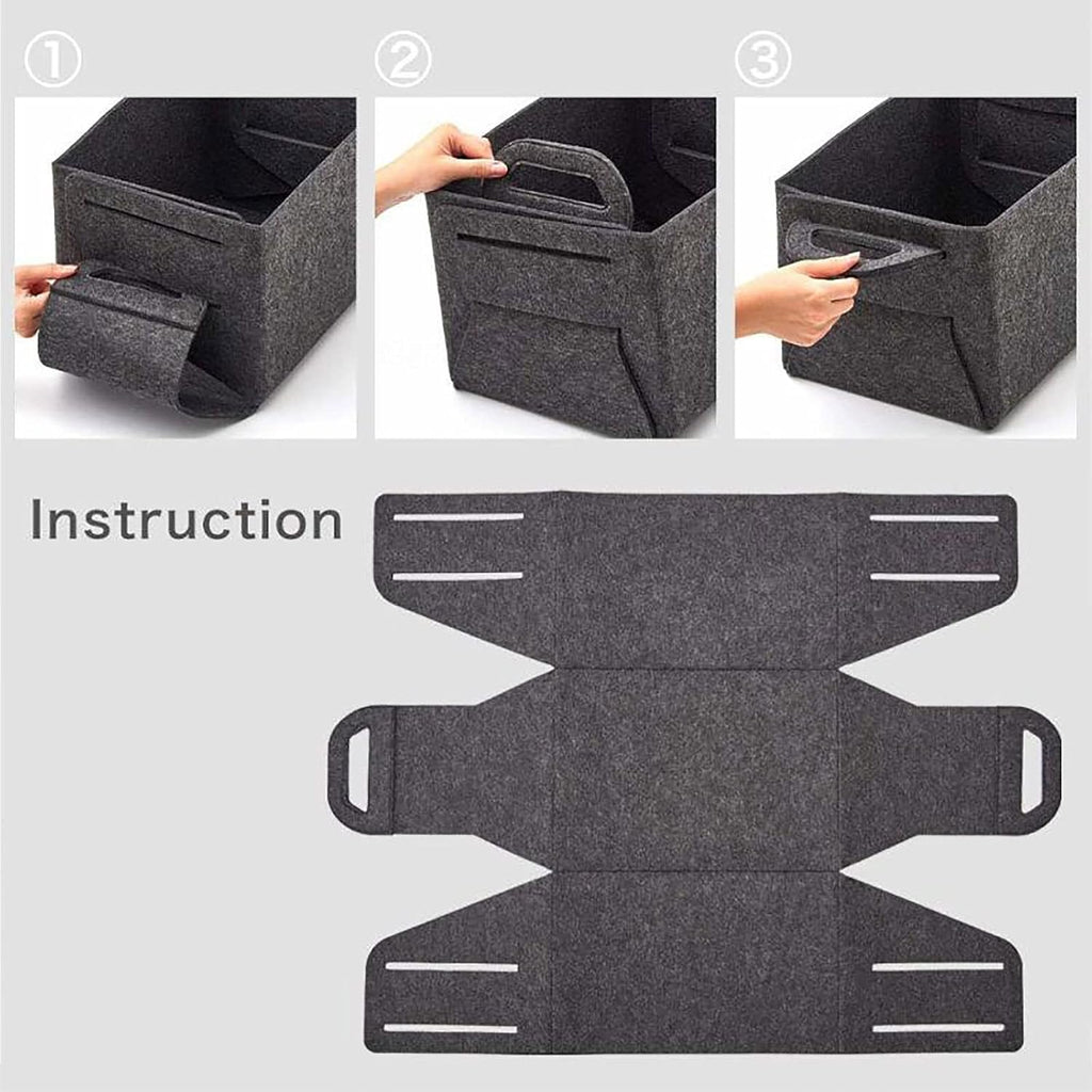 Panier de rangement en feutre avec poignées pour linge, salle de bain, bureau, boîtes de rangement pliables et ouvertes, gris foncé, 40 x 28 x 25 cm