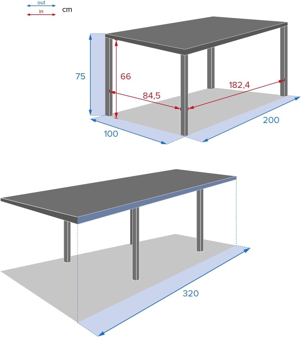 Hespéride - Table de Jardin Extensible Piazza Gris Graphite - 12 Places - Aluminium Antirouille Verre trempé - Meuble d'Extérieur Rallonge Coulissante