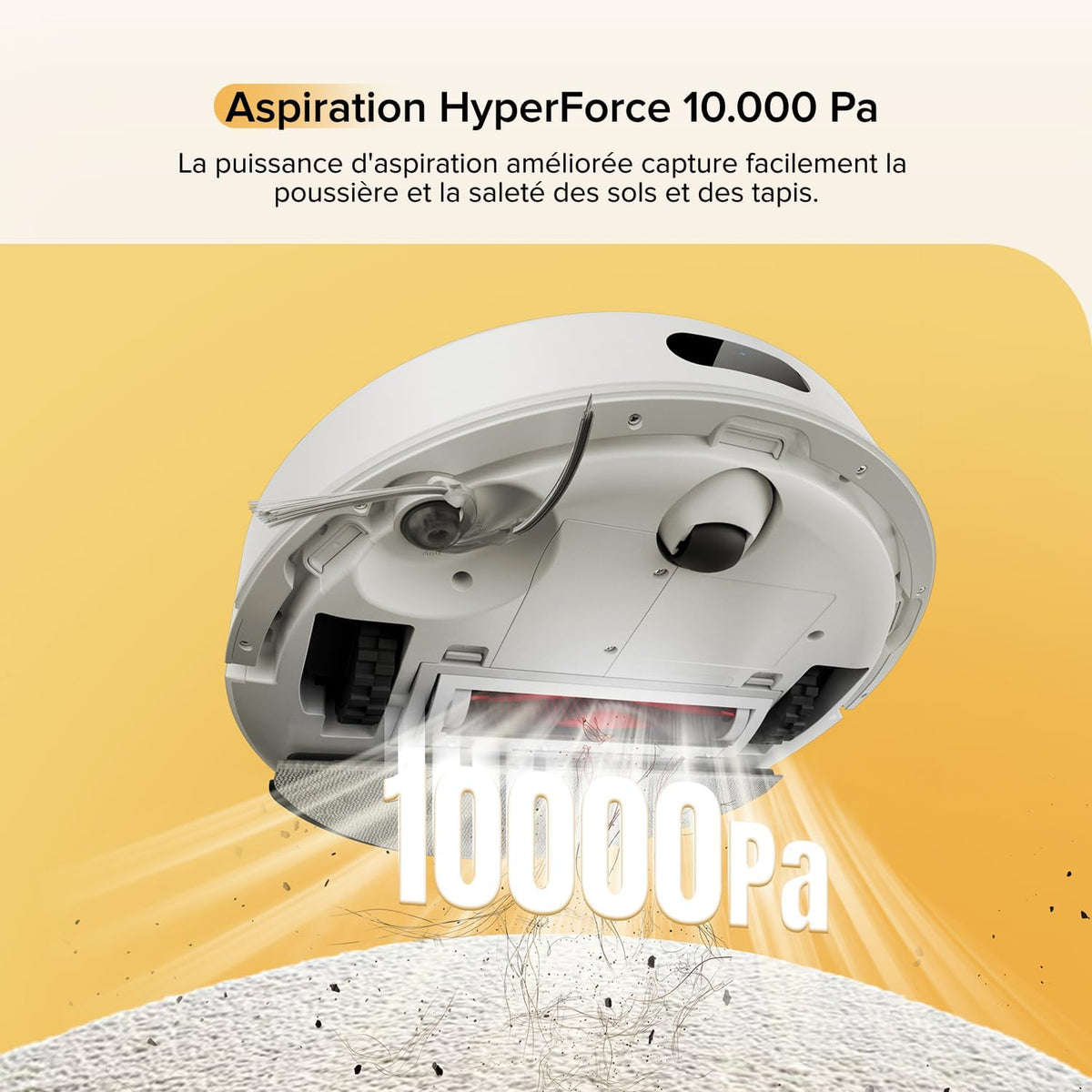 roborock Q7 M5 Set Aspirateur Robot Laveur 10 000 Pa, Double Conception Anti-Enchevêtrement, Durée de Nettoyage Prolongée, Navigation avec LiDAR Précis, APP, Blanc