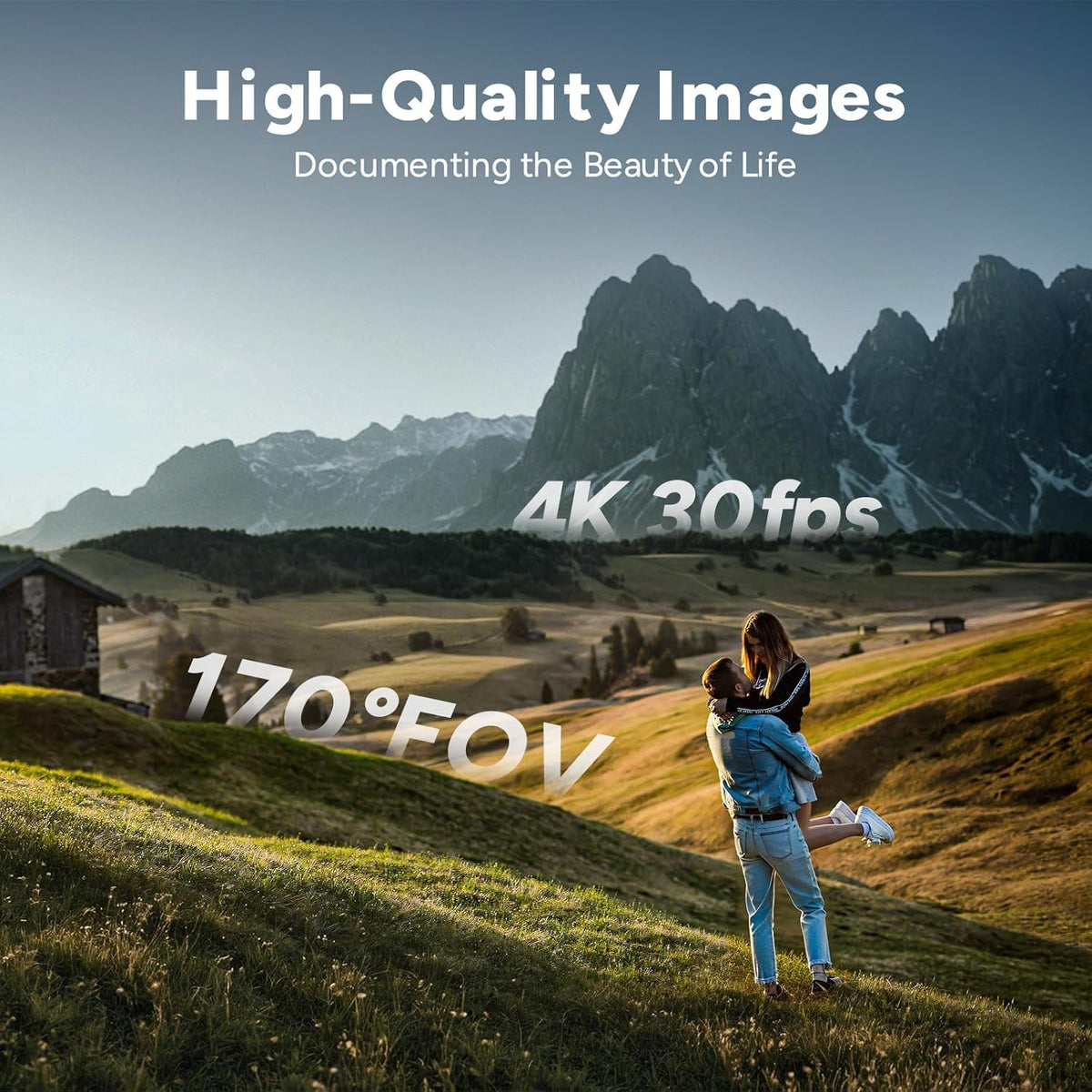 SJCAM C300 Caméra d'action de poche 4K, 7 heures d'autonomie, double écran tactile, noir