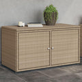 prissent Armoire de rangement de jardin, 110 x 55 x 60,5 cm, coffre pour jardin, coffre de jardin, fournitures de meubles de balcon, meubles de jardin, beige, rotin PE, acier