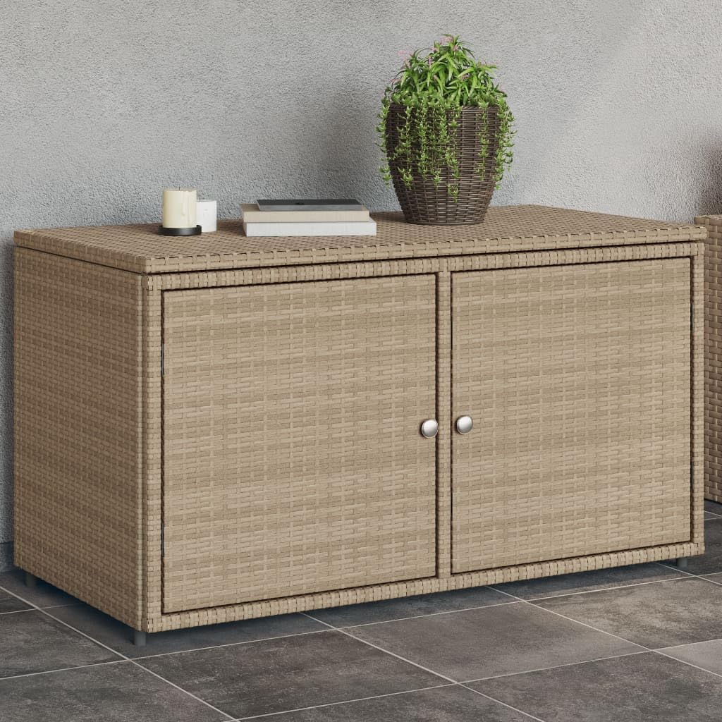 prissent Armoire de rangement de jardin, 110 x 55 x 60,5 cm, coffre pour jardin, coffre de jardin, fournitures de meubles de balcon, meubles de jardin, beige, rotin PE, acier