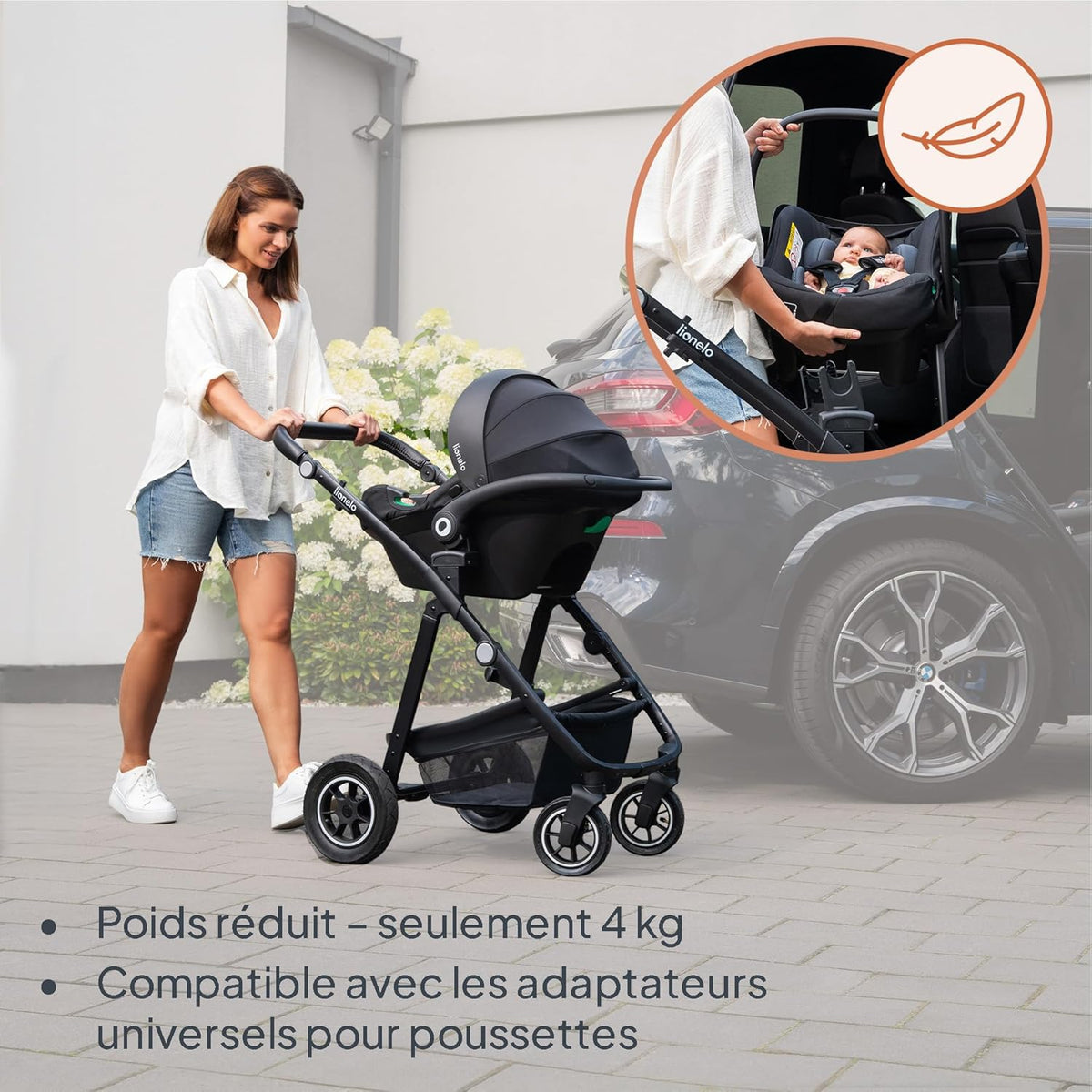 LIONELO ASTRID i-Size Ensemble siège enfant, avec base, 40-87 cm, montage ISOFIX, harnais 3 points, protection latérale, insert Dri-Seat, i-Size R129