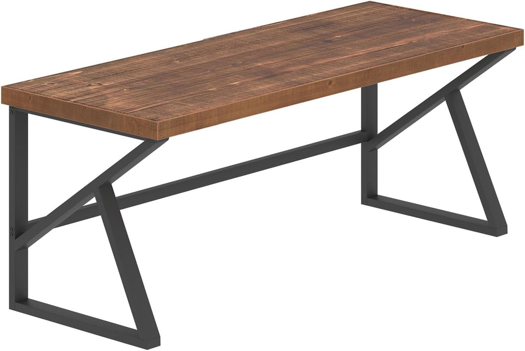 IBF Bureau d'Ordinateur Minimaliste en Bois Véritable Naturel Bureaux Rustique pour Bureau Table de Travail en Bois Industriel Vintage Marron 152 cm