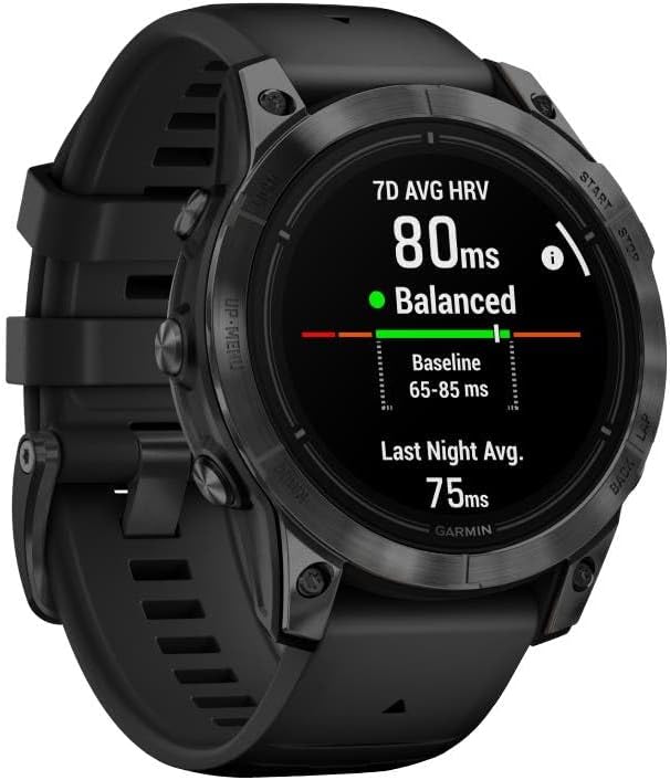 Epix Pro - Montre GPS Multisports connectée avec écran Amoled – Gray avec Bracelet Noir – Boîtier 51 mm