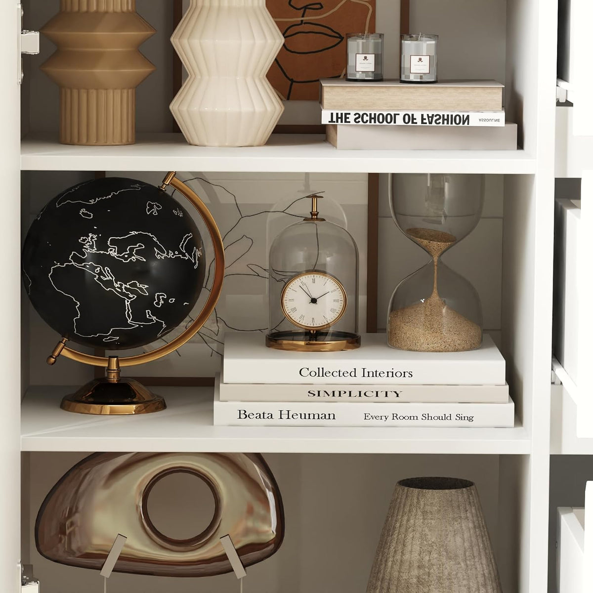 DEZAGCE Meuble de rangement à 3 portes et 3 tiroirs, buffet, buffet avec étagères, commode, armoire de stockage multifonctionnelle, pour salon, cuisine, couloir, 80 x 180 x 35 cm, MDF, blanc