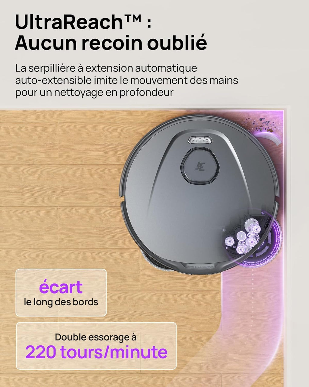 3i P10 Ultra Robot Aspirateur Laveur avec Serpillière Extensible, 18 000 Pa Aspirateur Robot, Lavage & Séchage à l’Eau Chaude, Auto Vidange & Remplissage, Evitement des Obstacles par IA