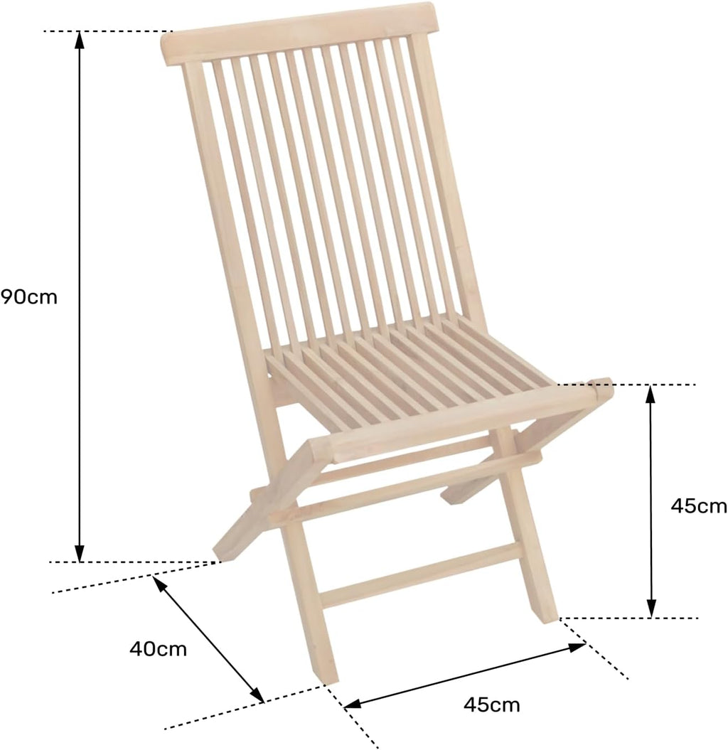 Happy Garden Lot de 8 chaises de Jardin Pliantes en Teck Lombok.