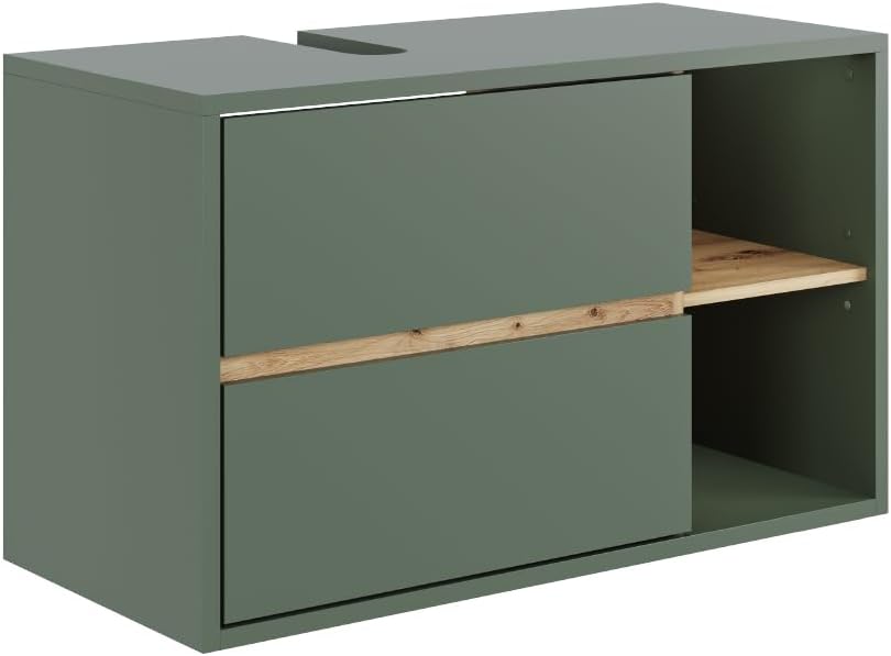 Vicco Meuble sous lavabo Viola, Vert/Artisan, 100x60cm avec 2 tiroirs