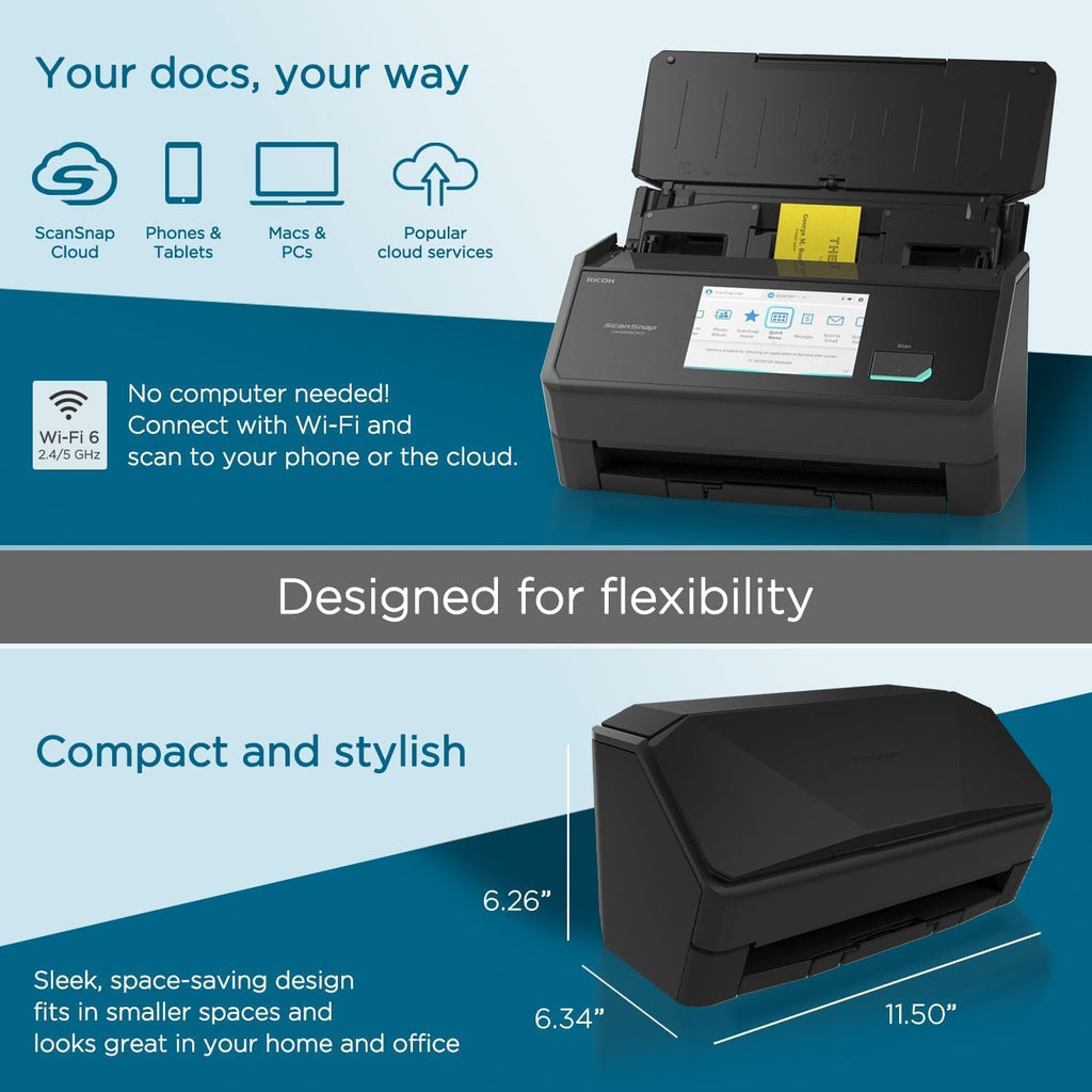 Ricoh ScanSnap iX2500 Scanner ADF 600 x 600 DPI A4 Noir (Ricoh ScanSnap iX2500 - Scanner de documents - Double CIS - Recto verso - 279 x 432 mm - 600 dpi x 600 dpi - jusqu'à 45 ppm [mono] / jusqu'à 45