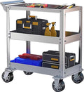 Vockol Chariot d'Atelier en Acier Inoxydable, Chariot à Outils à 3 Étages d'une Capacité de 500kg, Chariot de Travail, Chariot Servante d'Atelier pour Garage, Atelier, Cuisine, 78 x 46 x 92 cm