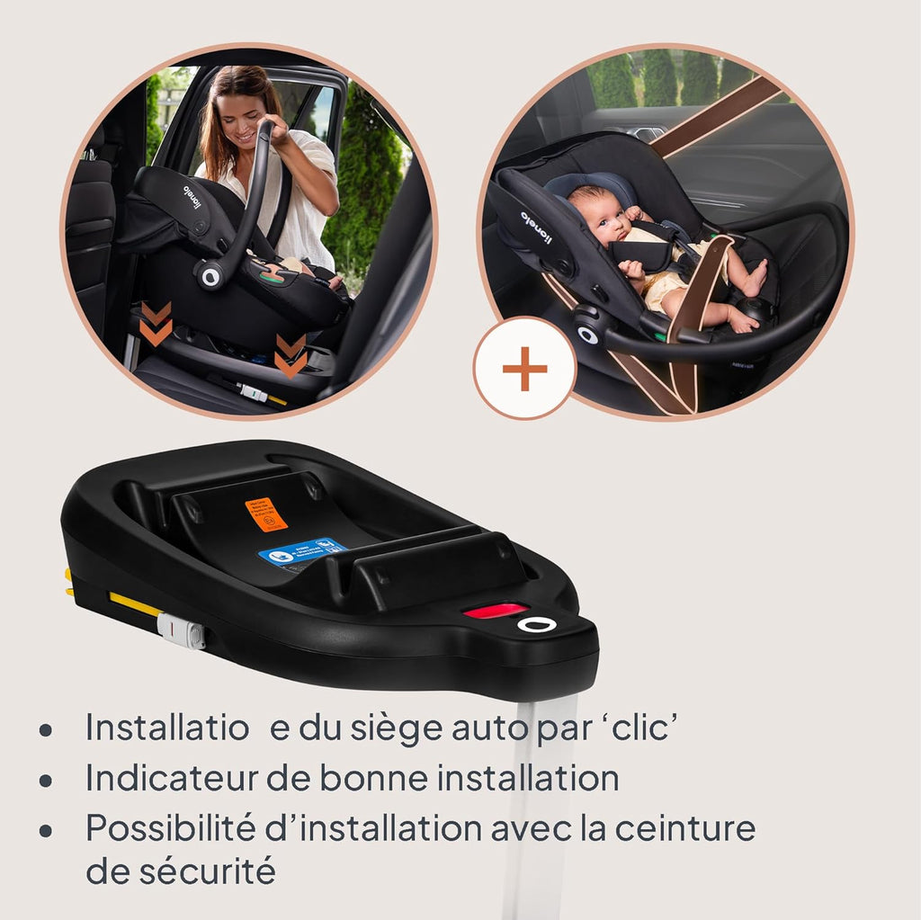 LIONELO ASTRID i-Size Ensemble siège enfant, avec base, 40-87 cm, montage ISOFIX, harnais 3 points, protection latérale, insert Dri-Seat, i-Size R129