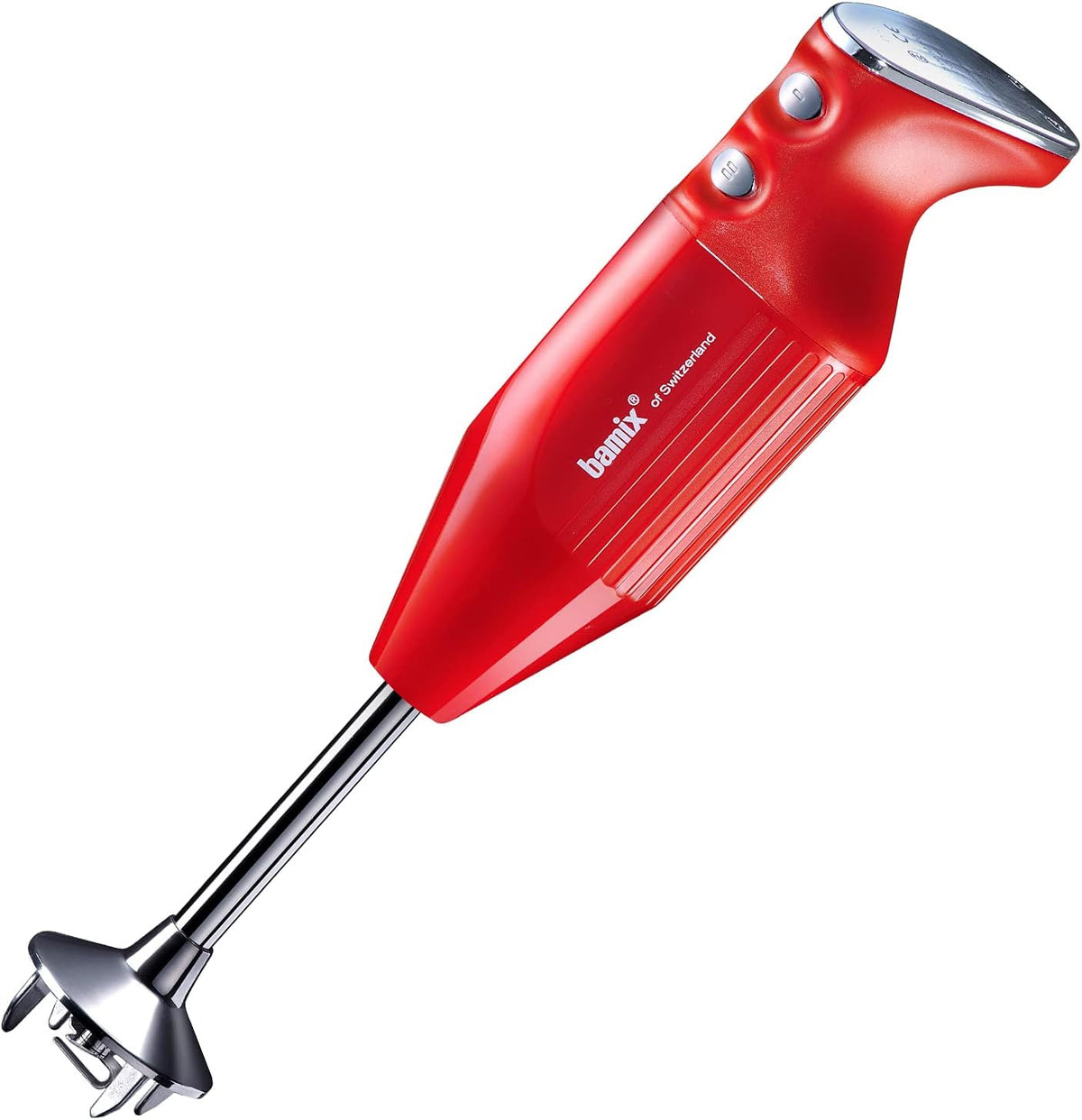 bamix Set mixeur plongeant M350 MAXX avec couteau multifonction, viande et légumes, fouet, batteur en inox, 300 W, 2 vitesses, Fabriqué en Suisse, Rouge/chrome