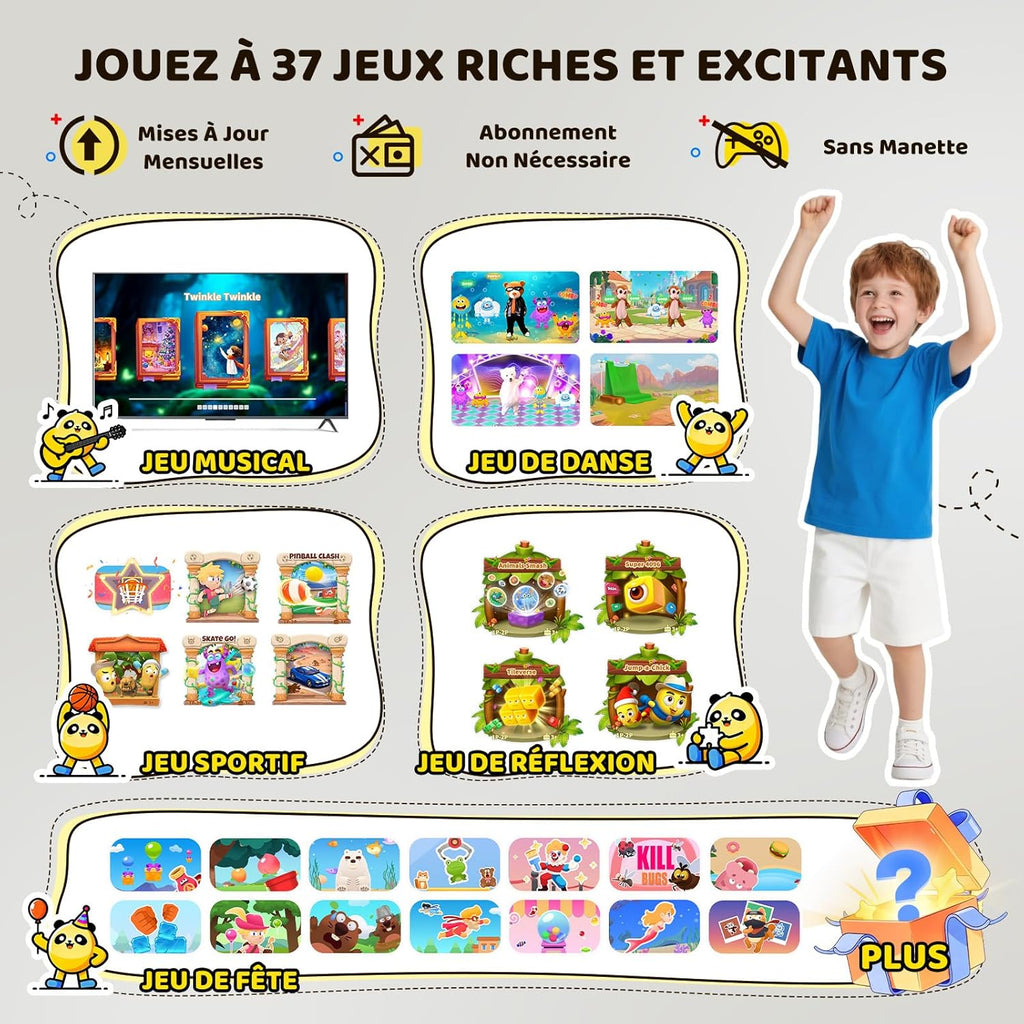 KINHANK MotionX Consoles de Jeux à Détection de Mouvement, Système de Jeu Vidéo Plug&Play pour Interactif Parent-Enfant, Sans abonnement & Manette,Jouet Cadeau pour garçons et Filles à partir de 3 Ans