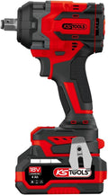 KS TOOLS - 515.4710F - Mini clé à chocs 1/2" sur batterie - Clé à choc sans fil brushless - Puissance 18 V - 850 Nm - 1,5 kg sans batterie - Livrée en coffret avec 2 batteries 4Ah