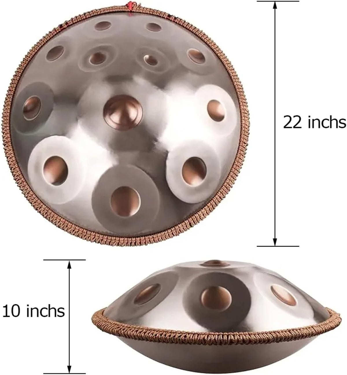 Handpan Drum Tambour à main 432/440hz, 14/12/10/9 notes, instrument de méditation 22 pouces, tambour langue, cadeau yoga, nitruration, en acier inoxydable(440hz 9notes)