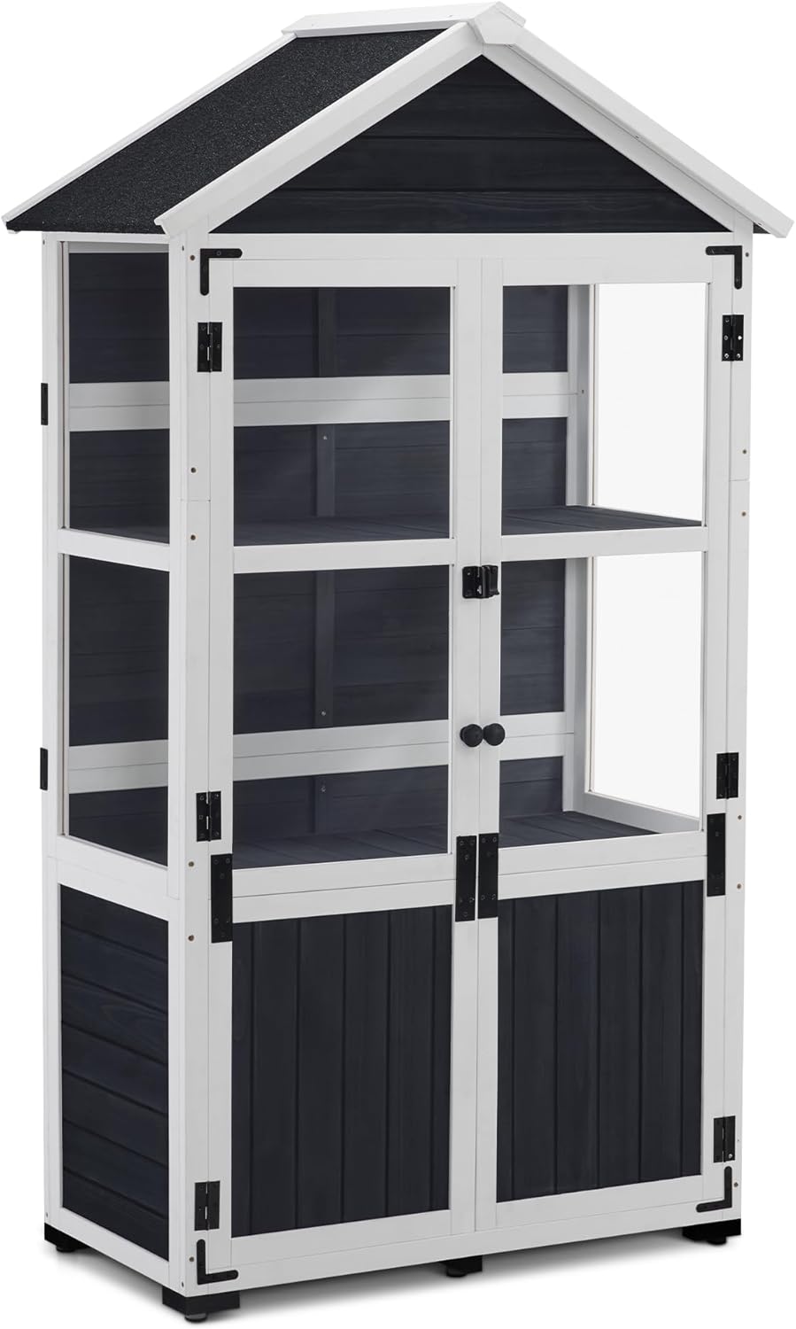 M MCombo Petit abri de Jardin en Bois - Résistant aux intempéries - Serre pour l'extérieur - Balcon - Terrasse - 100 x 53 x 178 cm - 0111 (Gris Anthracite)