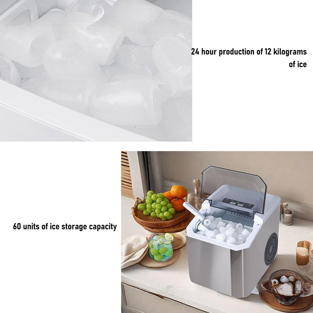 CHEOTIME Machine à glaçons portable, 9 glaçons en 6 minutes, 26 lb en 24 heures, nettoyage automatique silencieux, avec panier et cuillère, pour la maison, la cuisine, le