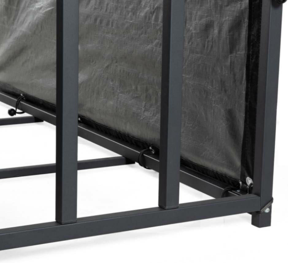 TERRE JARDIN - Range Bûches Extérieur 186 x 70 x 185 cm - Abri Bois de Chauffage avec Housse Protection - Support Bûches Extérieur en Acier Galvanisé Robuste - Résistant aux Intempéries