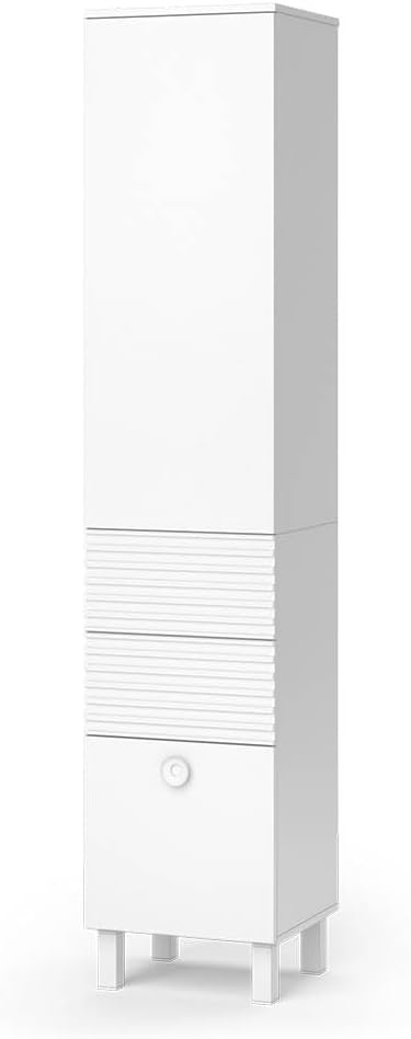 Vicco Meuble de Rangement de Salle de Bain Sola, Blanc, 40.2 x 192.4 cm avec Porte et tiroirs