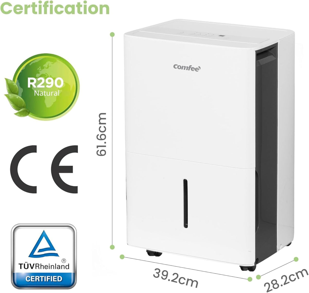 Déshumidificateur Puissant, Absorbe jusqu'à 50L/Jour, Sèche-linge, Mode confort, Grand Réservoir 6L, Minuterie 24H, Idéal pour grandes pièces de 101-116㎡, MDDPE-50DEN7, Cave, Sous-sol