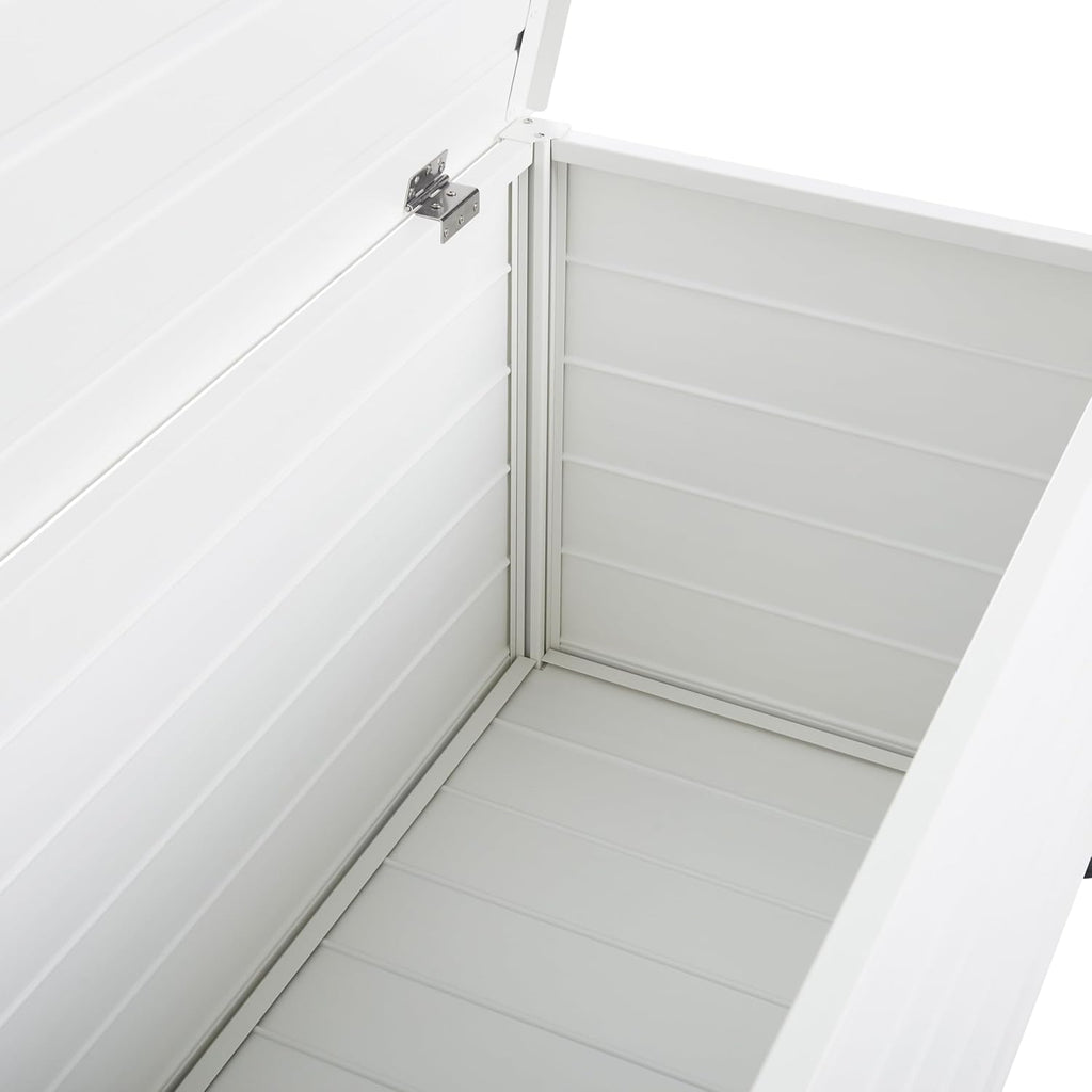 Beliani Coffre d'Extérieur de Rangement en Aluminium 113 x 50 cm Meuble de Jardin Blanc Campalto