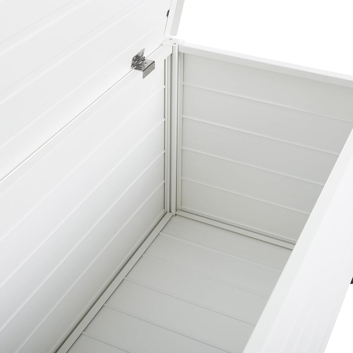Beliani Coffre d'Extérieur de Rangement en Aluminium 113 x 50 cm Meuble de Jardin Blanc Campalto