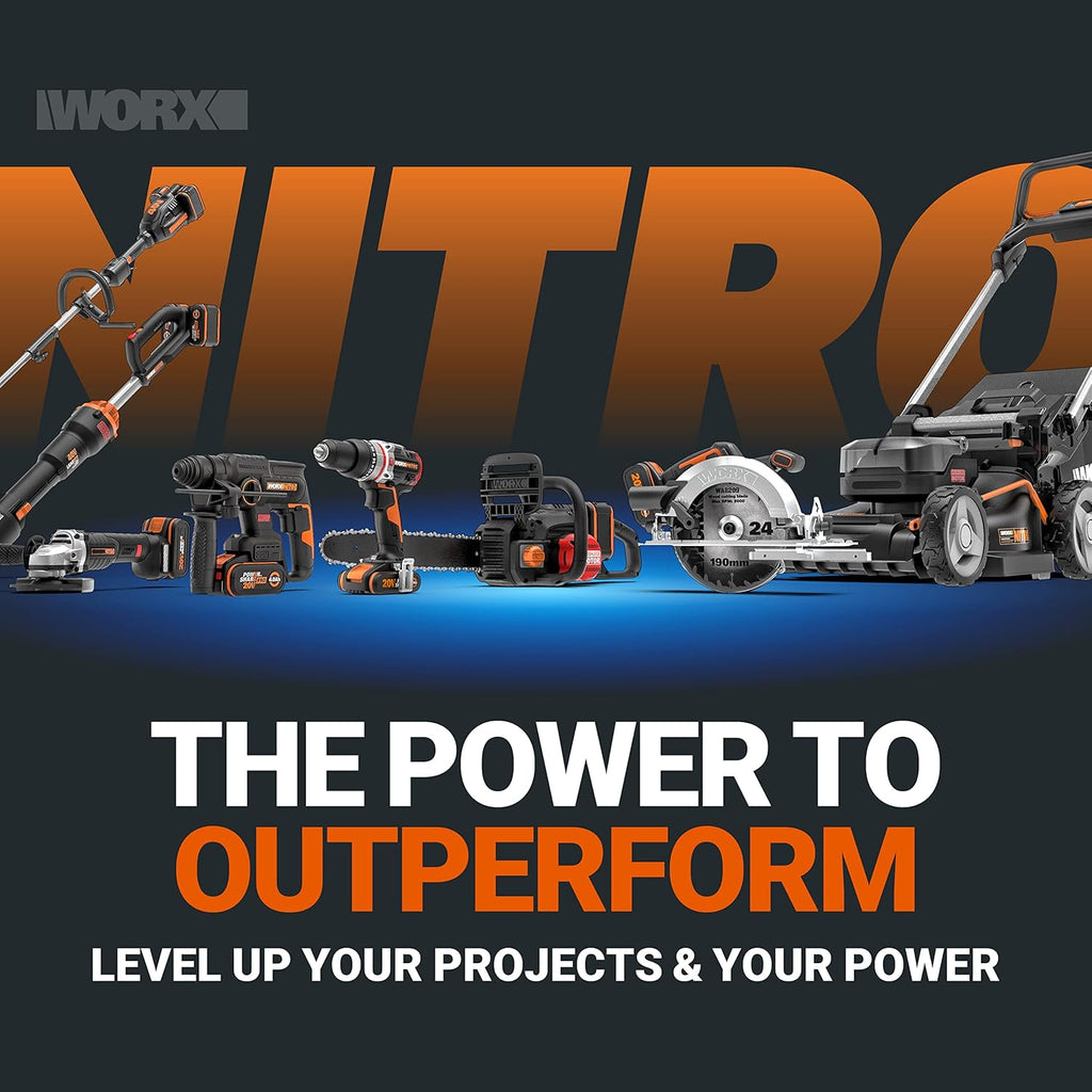 WORX Visseuse à Choc sans Fil Brushless 20V WX261, Légère et puissante 260Nm, 3000 tr/min, mandrin 6,35 mm HEX, 3 Vitesses, crochet et embout de vissage, livrée avec Batterie et Chargeur