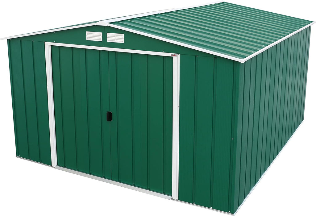 Duramax ECO Abri de jardin en métal galvanisé à chaud avec structure de toit renforcée et solide Vert 10 x 12 cm