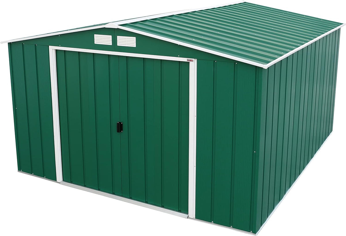 Duramax ECO Abri de jardin en métal galvanisé à chaud avec structure de toit renforcée et solide Vert 10 x 12 cm