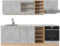 Vicco Cuisine R-Line, Béton/Force d'or Chêne, 240cm, PT Marbre