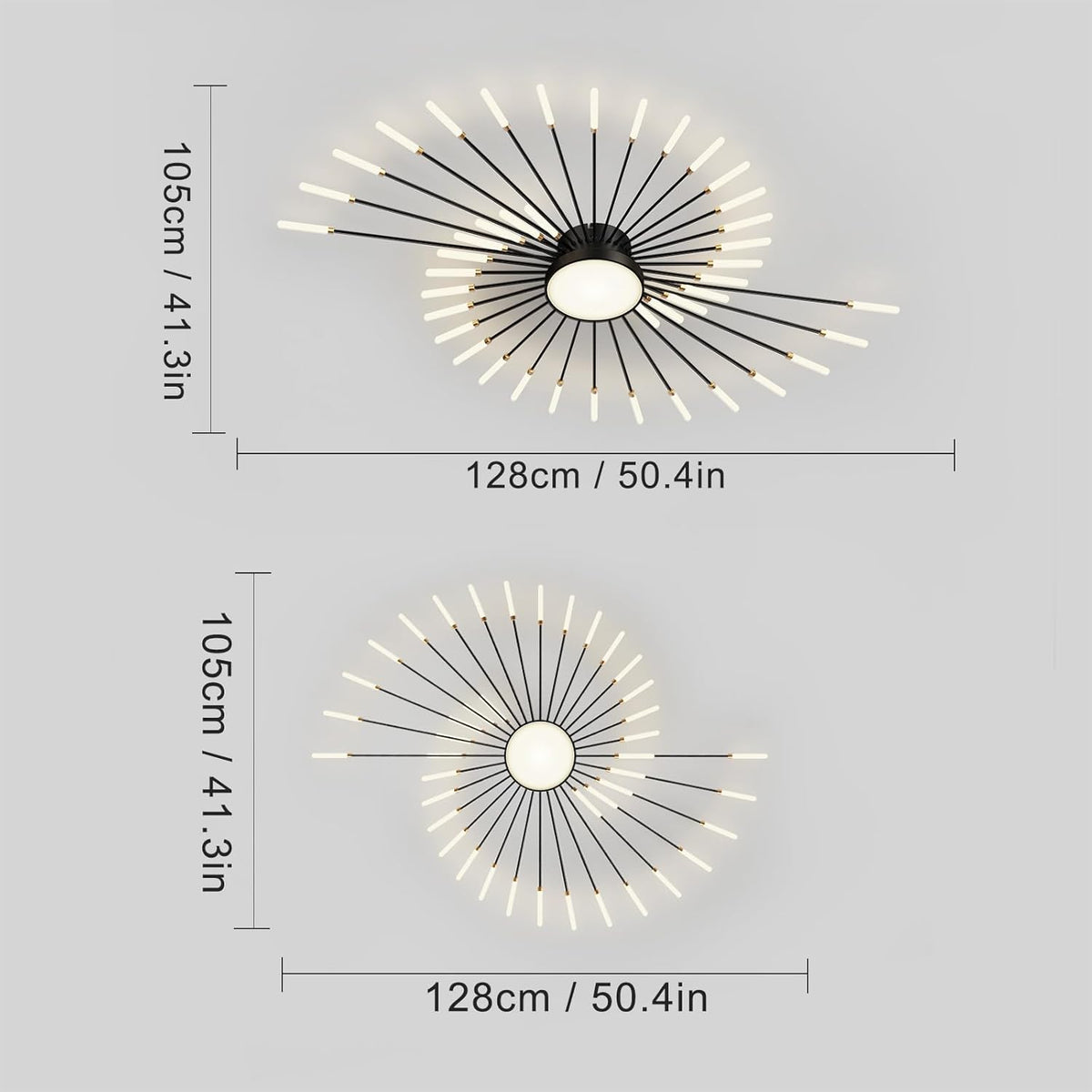 RRBEST Plafonnier LED Moderne Pour Salon,Acrylique Luminaire Plafonnier,Intérieur Design lampes de décoration pour salon chambre à coucher et salle à manger Noir,42+1 Tête