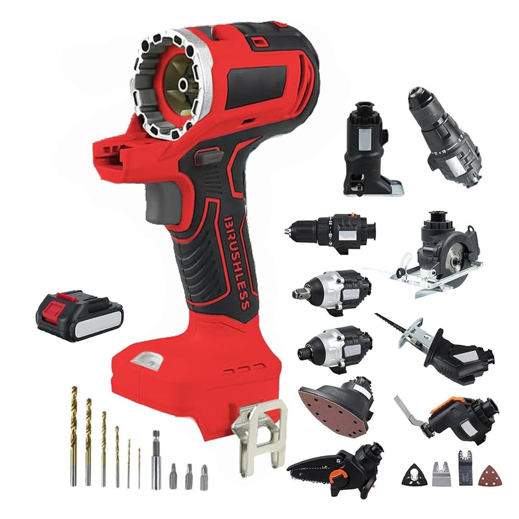 kit d'outils électriques sans fil 10 en 1: perceuse à main, scie sabre, scie sauteuse, scie circulaire, tronçonneuse, outil oscillant, tourn