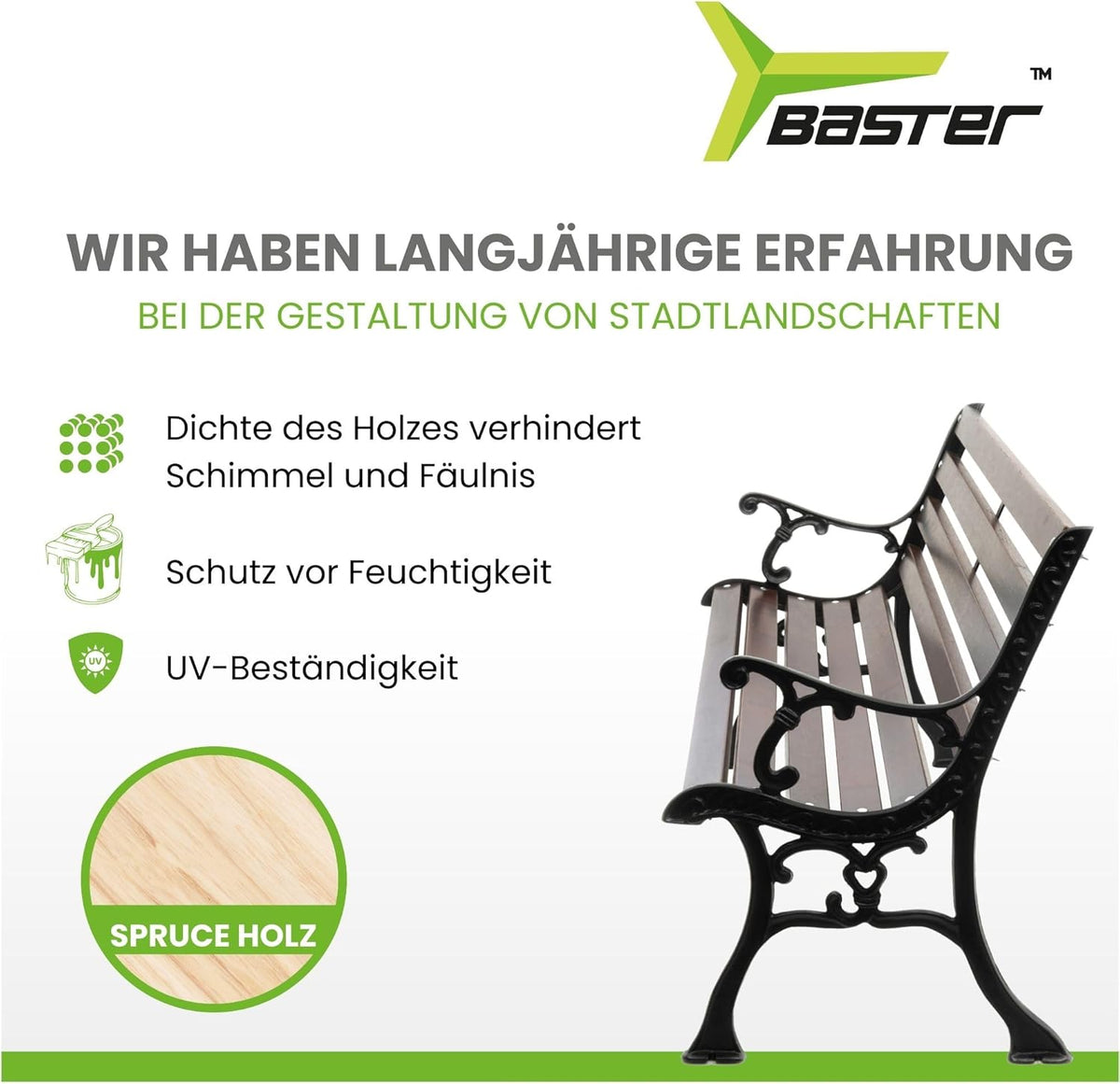 Banc de jardin en fonte 0111 - En bois d'épicéa - Pour terrasses - Banc de balcon - 155 x 78 x 39 cm - Palissandre