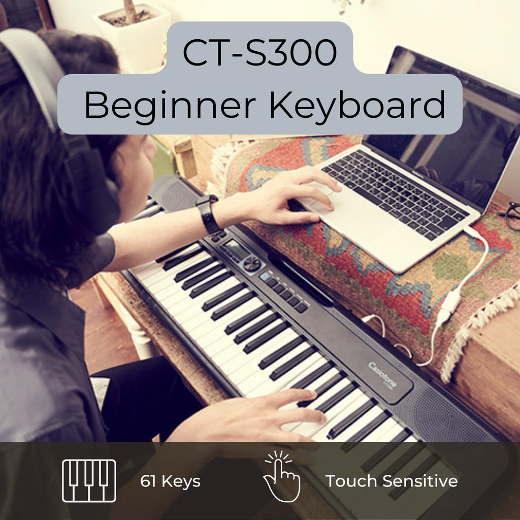 CT-S300AD 61 Touches Tactiles Touches, Pitch-Bend Wheel Clavier Electronique Portable Noir avec Adaptateur AC inclus