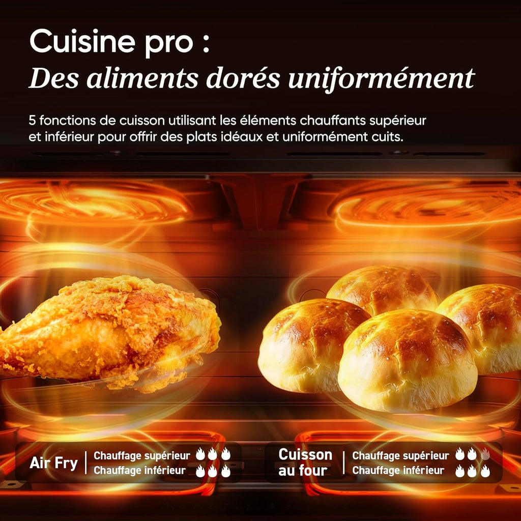 COSORI Air Fryer 10L Twinfry, Friteuse sans Huile Double Résistance, Airfryer à Dual Zone Avec Séparateur Amovible, 5-en-1, Grande Capacité, Cuisson optimale, 40C-240C, Contrôle Smart via App