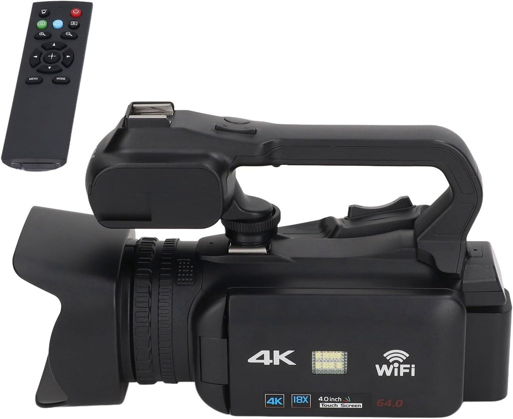 Denash Caméscope à Zoom Numérique 18x, Télécommande Anti-secousse 2,4 G, Transmission WiFi, Enregistreur Vidéo Numérique avec Pare- pour Voyage