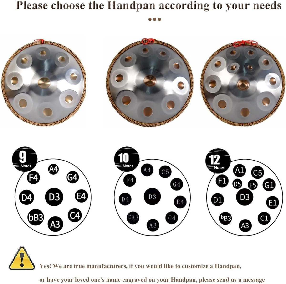 Harmonic Tambour À Main, 22 Pouces Instruments De Musique À Percussion Ensemble De Tambour À Main, 440 Hz/432 Hz, Tambour En Acier, Pour Débutants, Cadeau Pour Enfants, Méditation(440Hz,9Notes)