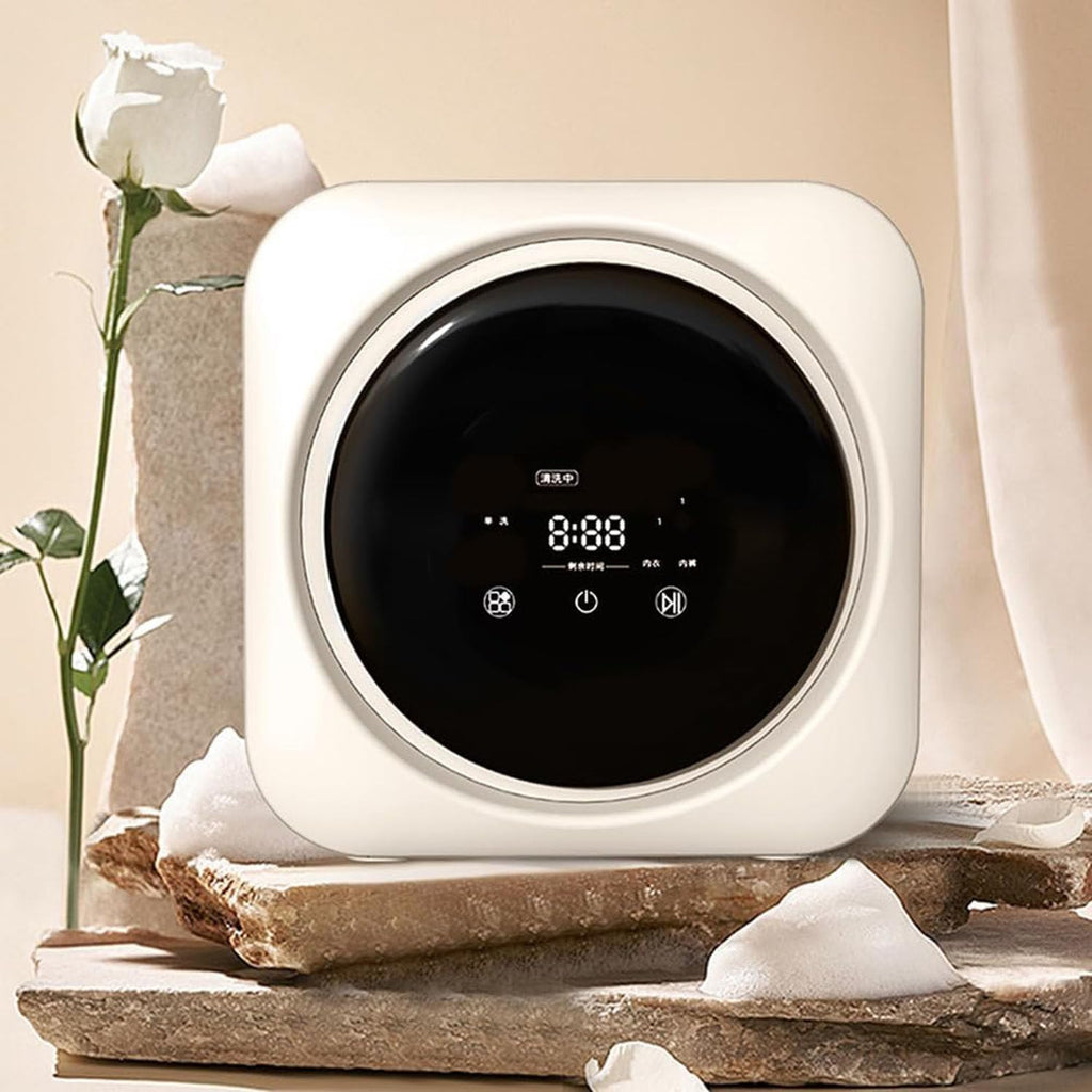 GEJLELDS Mini Machine À Laver Et Sèche-Linge De 3,5 L, Machine À Laver Compacte Et Essoreuse avec Baril Intérieur en Acier Inoxydable, pour Appartement, Maison, Dortoir Mural