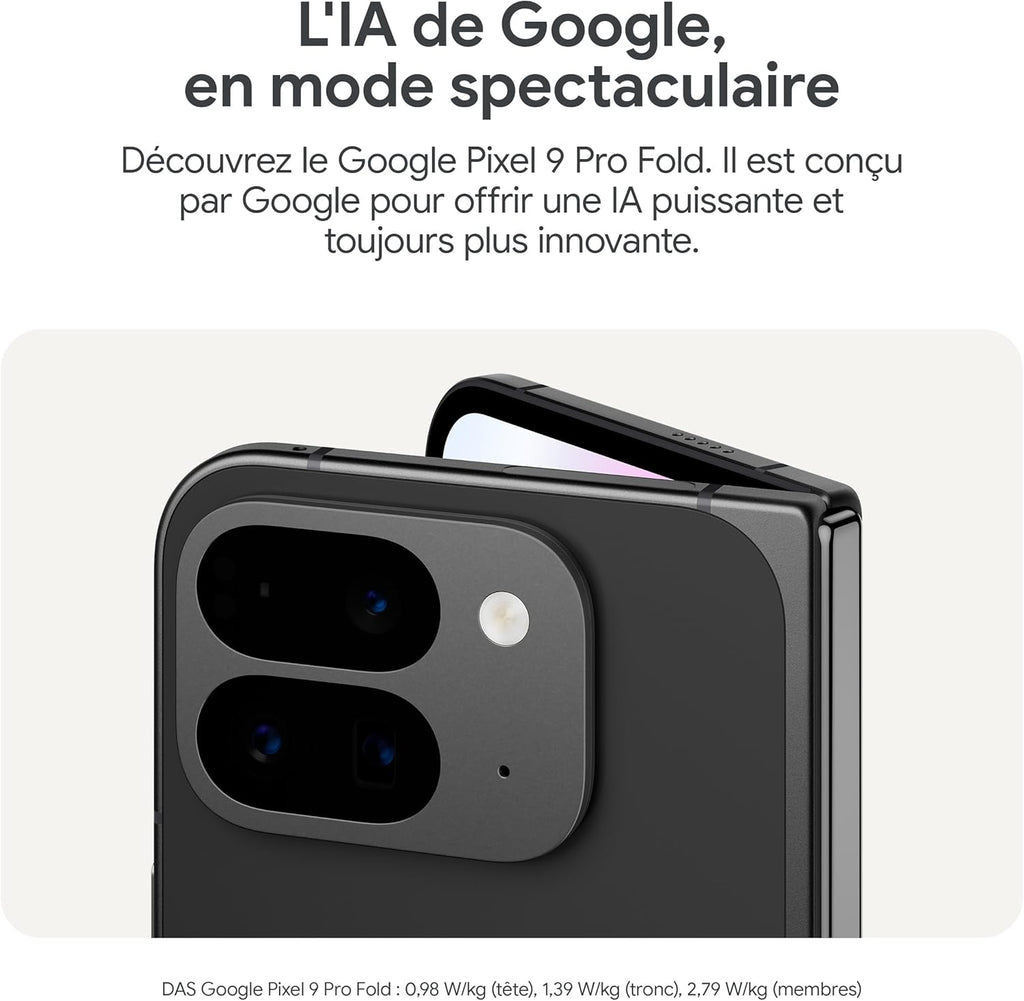 Google Pixel 9 Pro Fold - Smartphone Android débloqué avec Gemini - Triple Appareil Photo arrière avancé - Écran Pliable - Vidéo en Mode Mains Libres - Noir Volcanique, 256GB