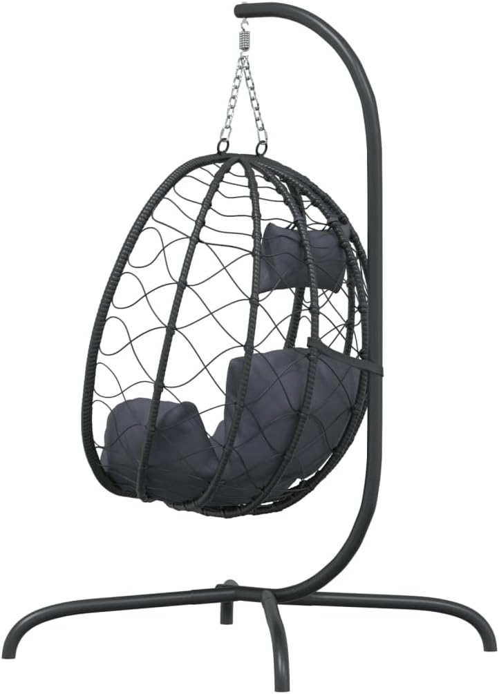 vidaXL Fauteuil Suspendu avec Coussin en polyrotin et Acier Anthracite