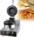 Machine à hamburgers commerciale avec revêtement antiadhésif, chauffe-hamburgers, presse à panini, machine à sandwichs 1300 W, gaufrier aux œufs, gaufrier à hamburgers commercial en acier in