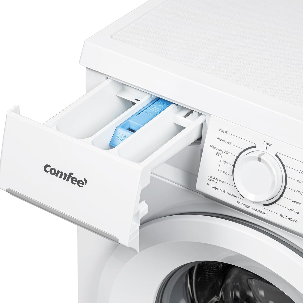 CFE12EW80-W-FR Lave-linge frontal 8KG, Classe énergétique A, Moteur BLDC 1400 tr-min, 15 Programmes, Prélavage, Blanc [Classe énergétique A]