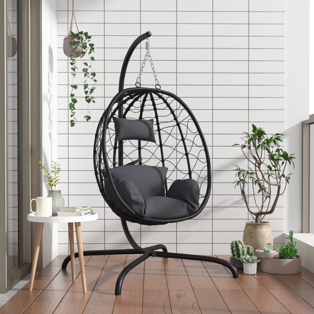 vidaXL Fauteuil Suspendu avec Coussin en polyrotin et Acier Anthracite